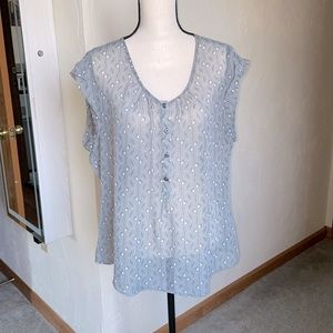 🤍 Banana Republic - Grayish-Blue Sheer Blouse - Size: XL